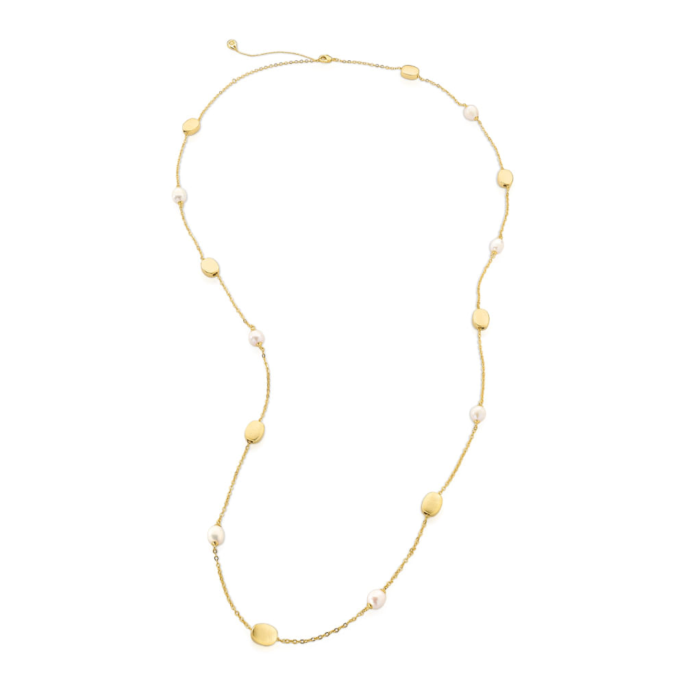 Colar Longo Dourado com Perolas Naturais e Pingentes  – CO01050007DFPB
